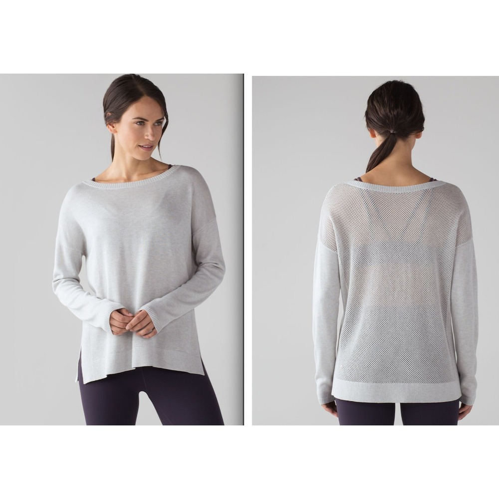 Lululemon Well Being Sweater Vapor Loose Fit Knit Mesh L/S Light 10 Medium O